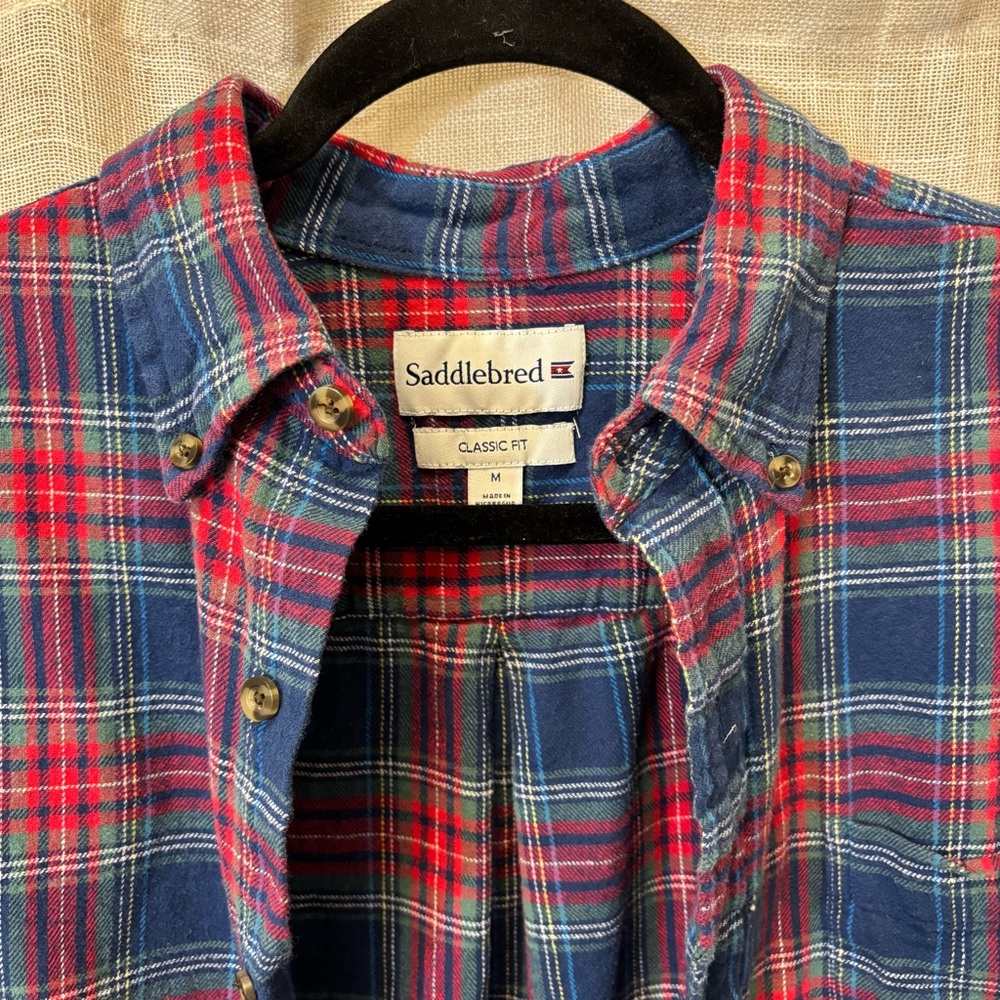 Men’s Saddlebred Plaid Button Up, Soft 100% Cotton, Size M / Medium - Picture 2 of 5
